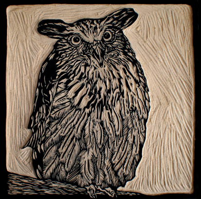 eagle owl woodcut